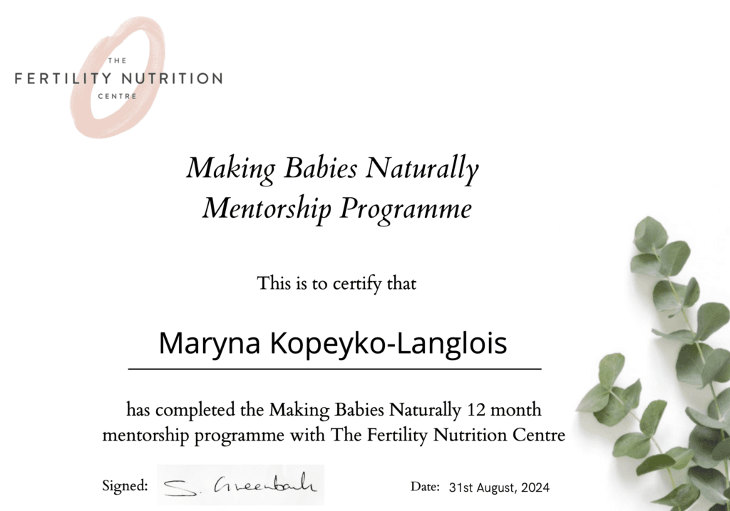 Fertility Nutrition - certificate